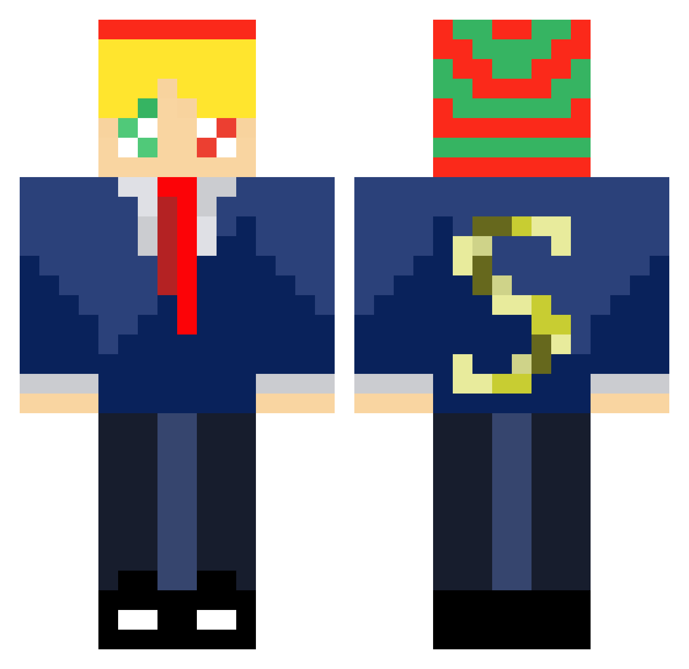 SmothMan Minecraft skin, front and back view