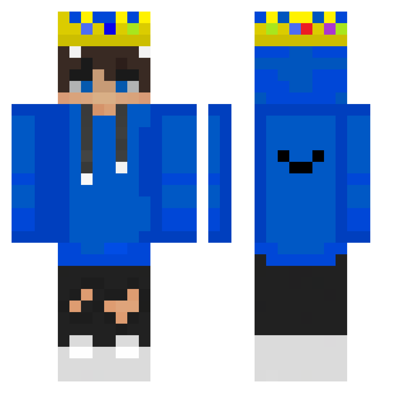 supremelk Minecraft skin, front and back view
