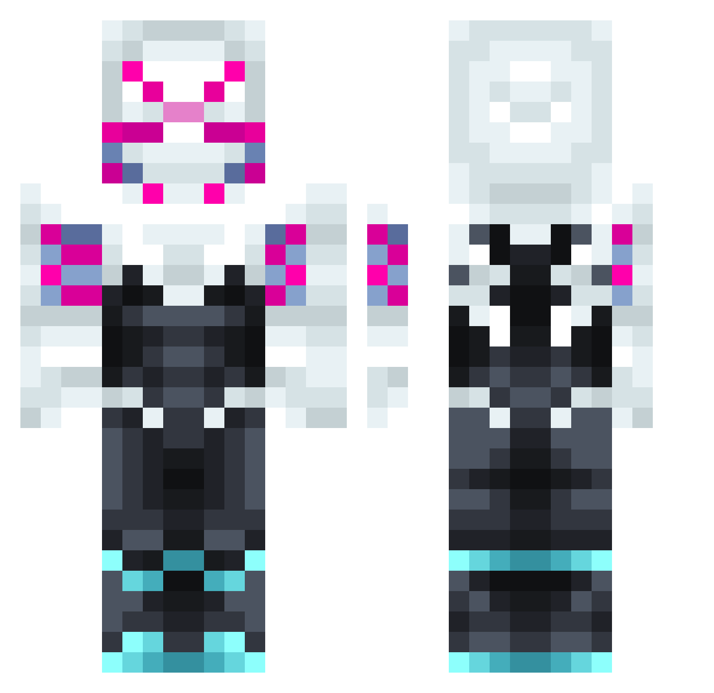 MrsMeltz Minecraft skin, front and back view