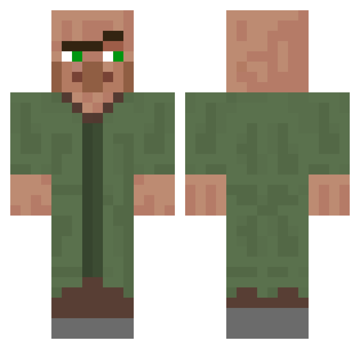Rebnet Minecraft skin, front and back view