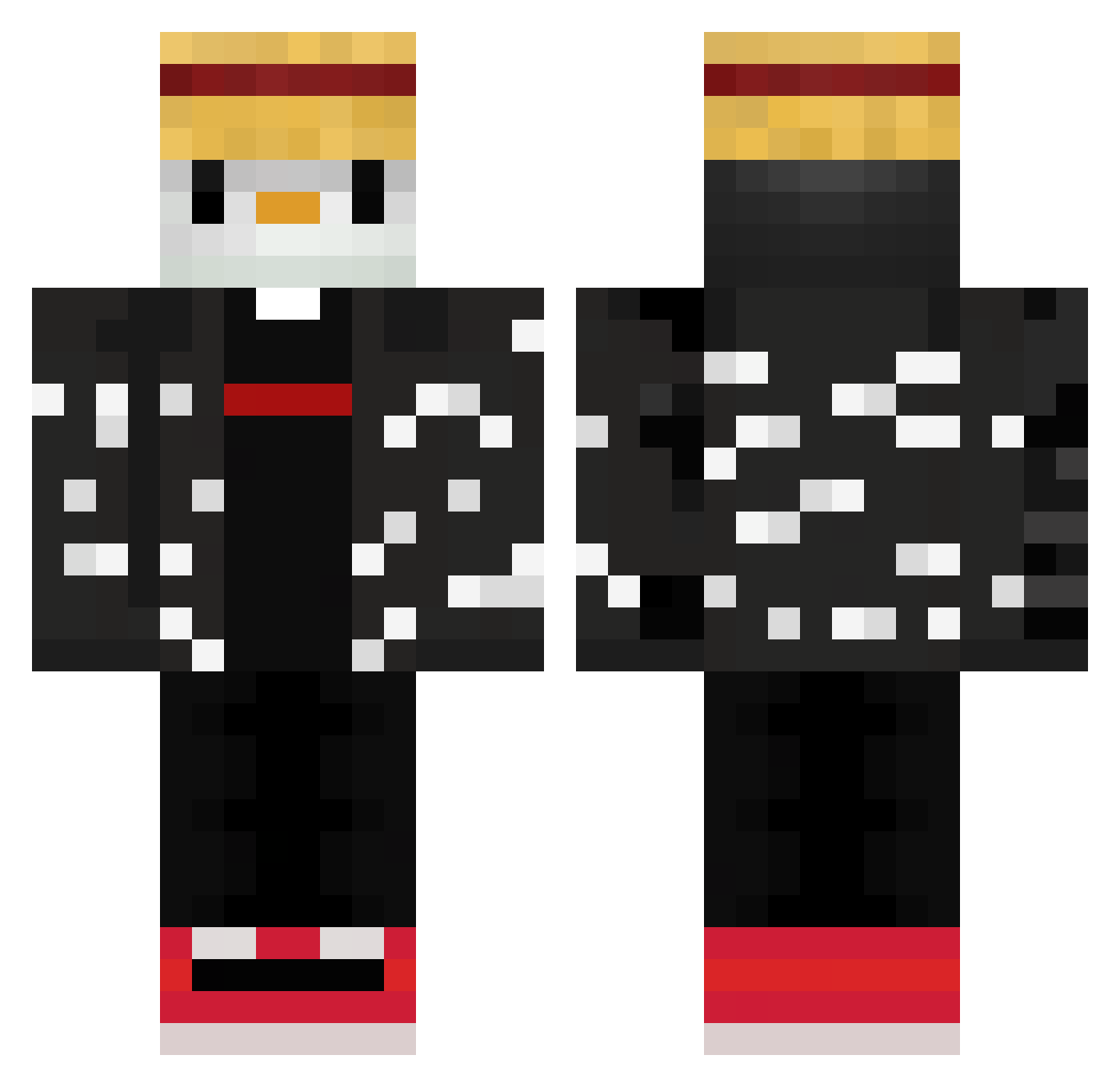 Elmanhunt Minecraft skin, front and back view