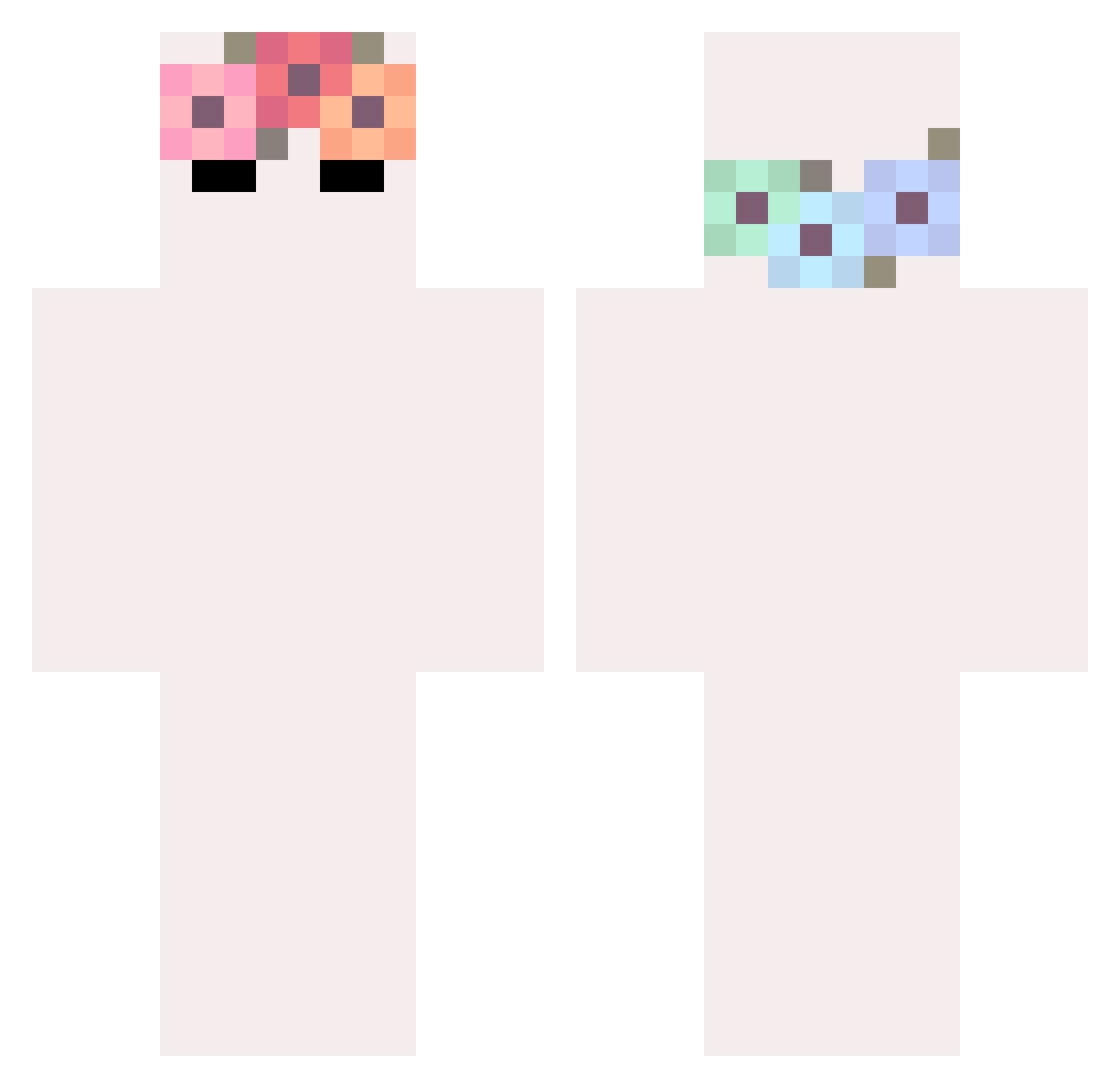 sixzey Minecraft skin, front and back view
