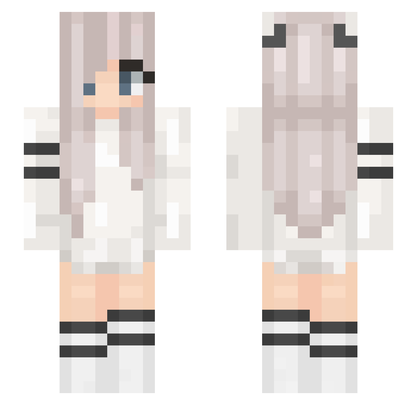 MlleSe Minecraft skin, front and back view