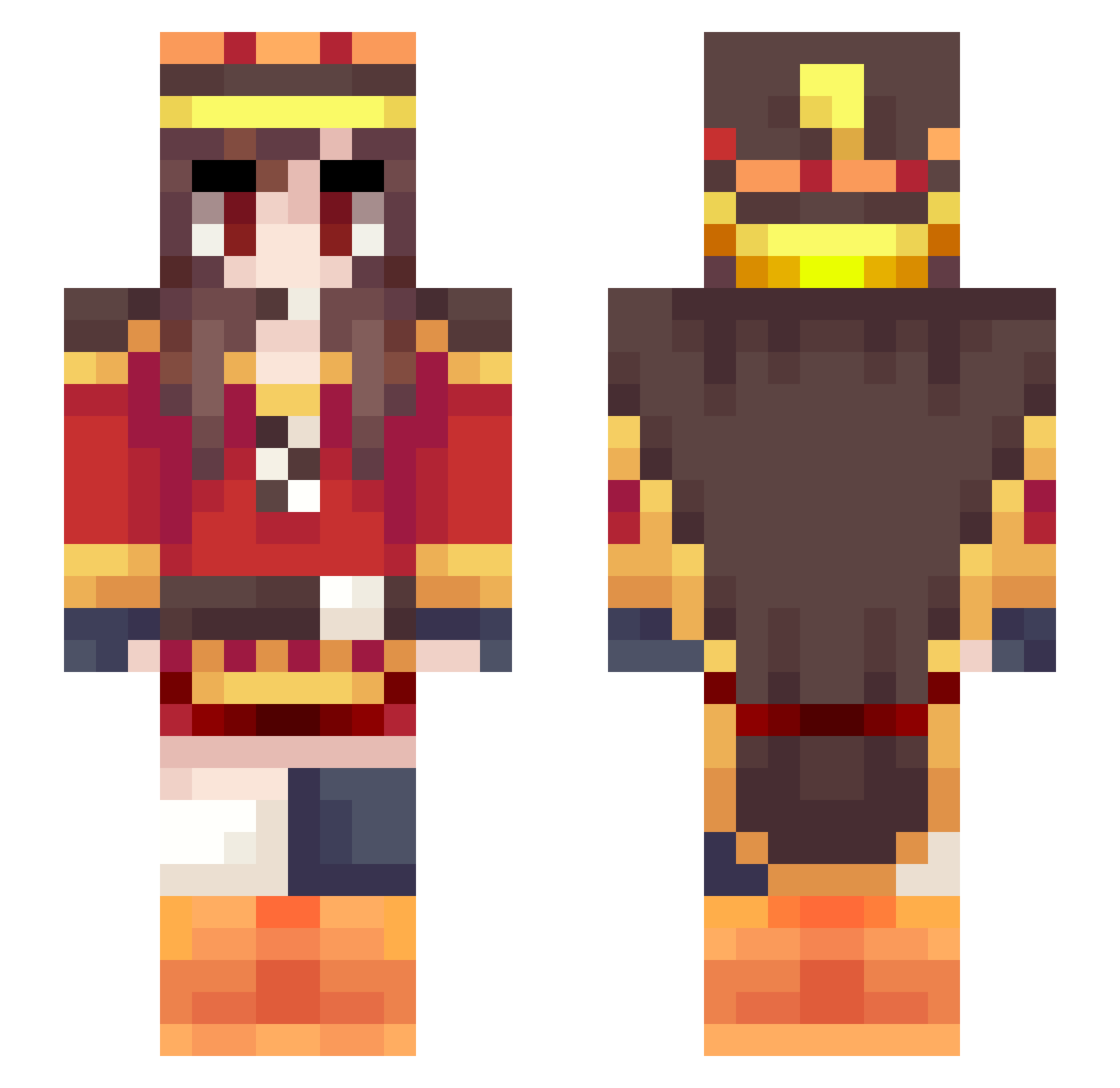 Niviann Minecraft skin, front and back view