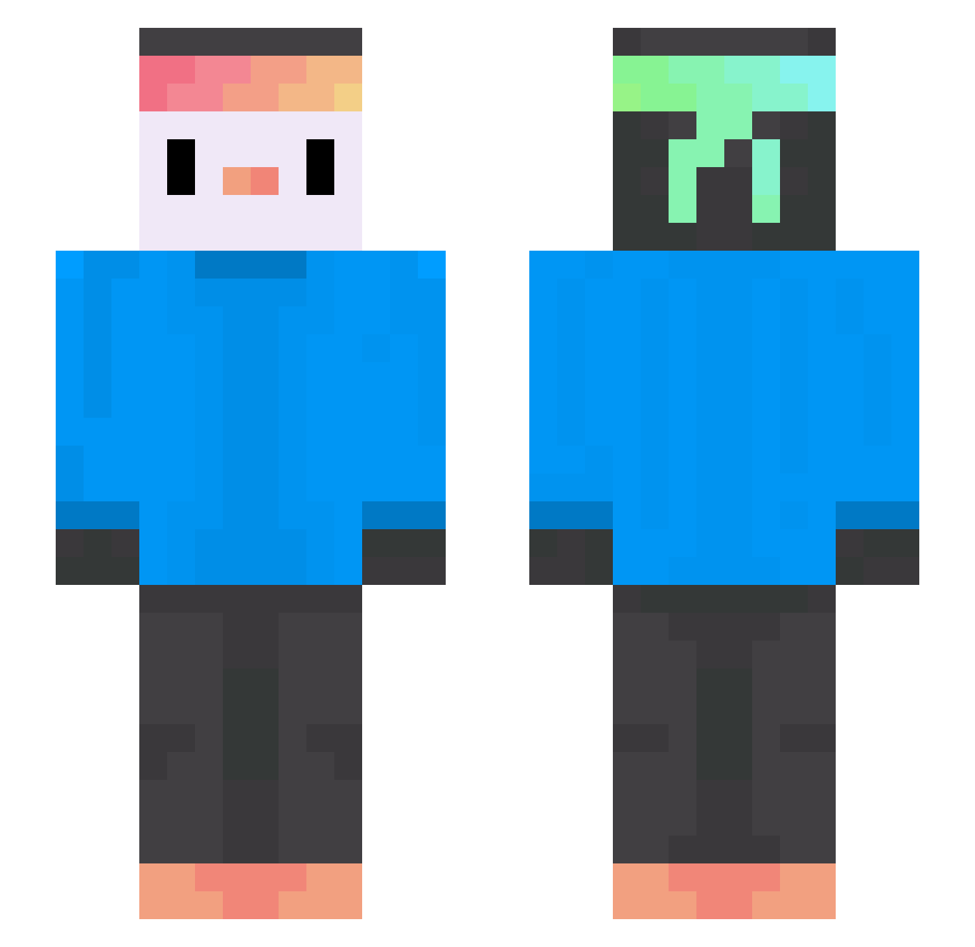PinguinoClapsYou Minecraft skin, front and back view