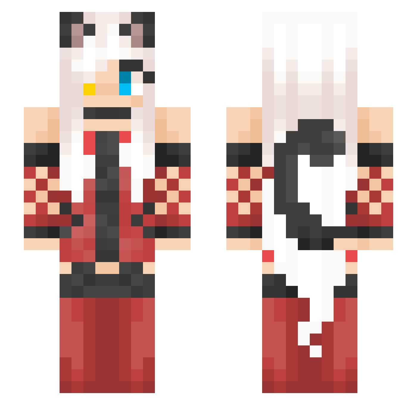 Enneahedron Minecraft skin, front and back view