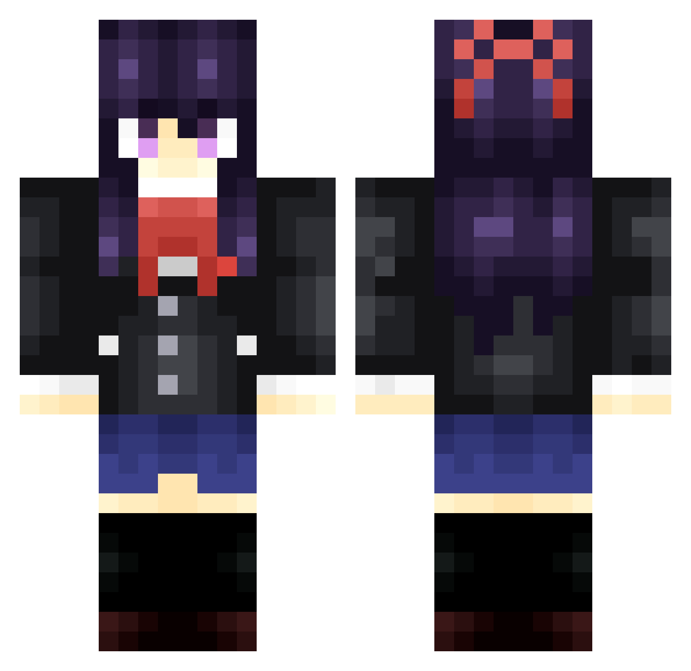 allukey Minecraft skin, front and back view