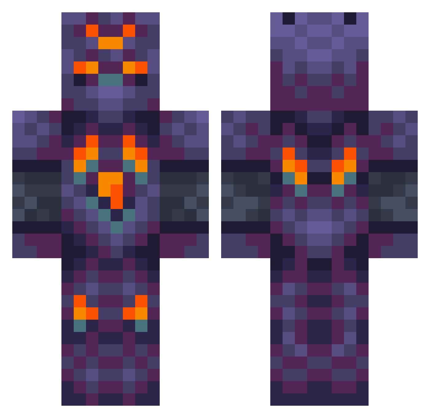 Wqlmer Minecraft skin, front and back view
