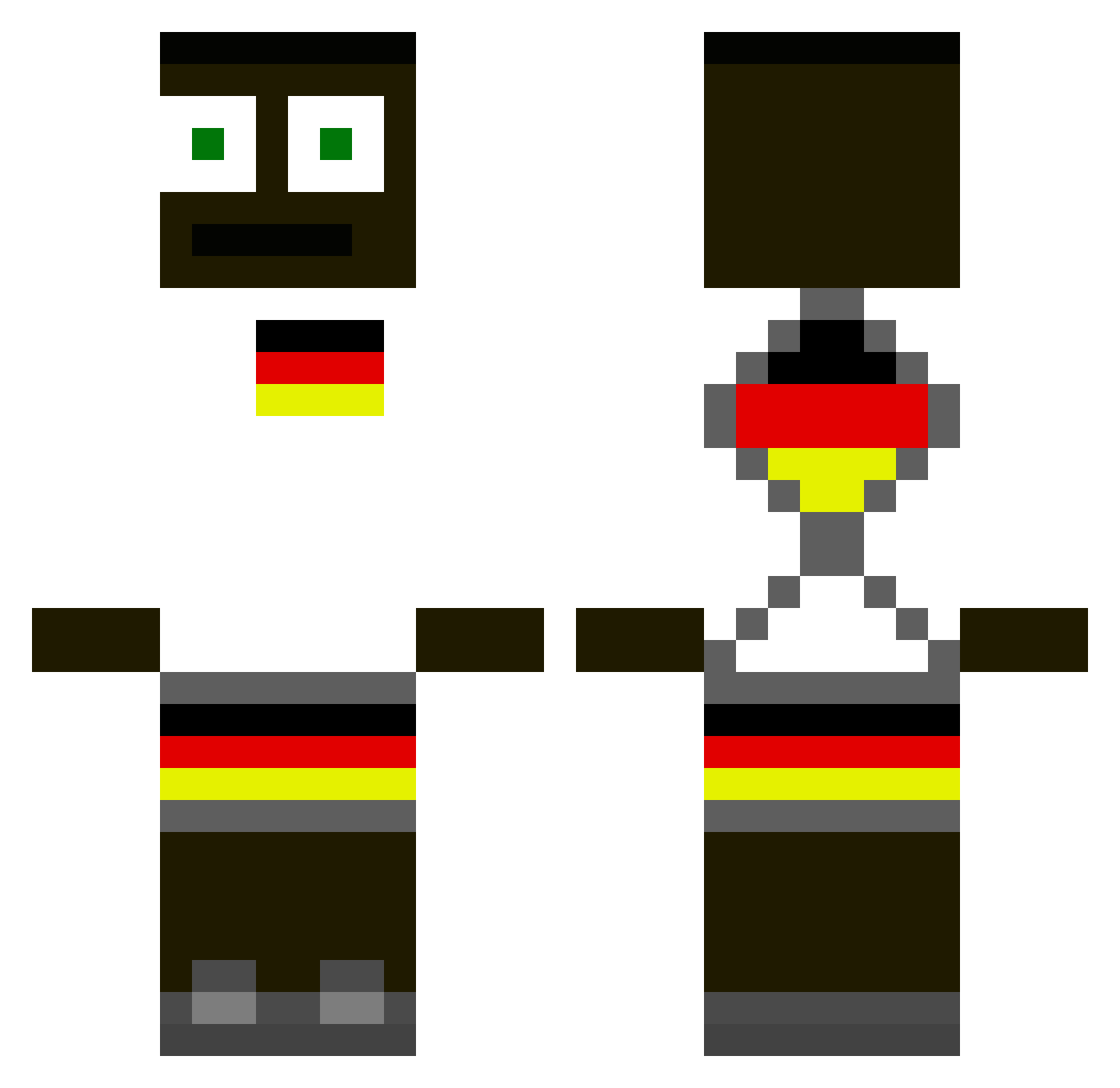GraKu Minecraft skin, front and back view