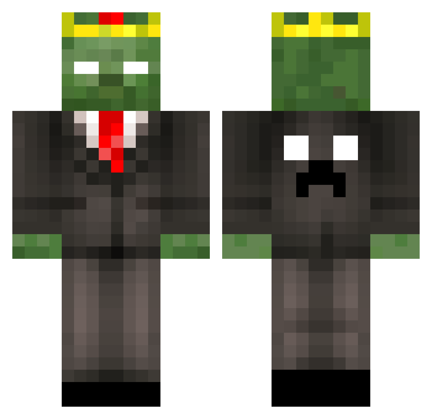 Pyrolix Minecraft skin, front and back view