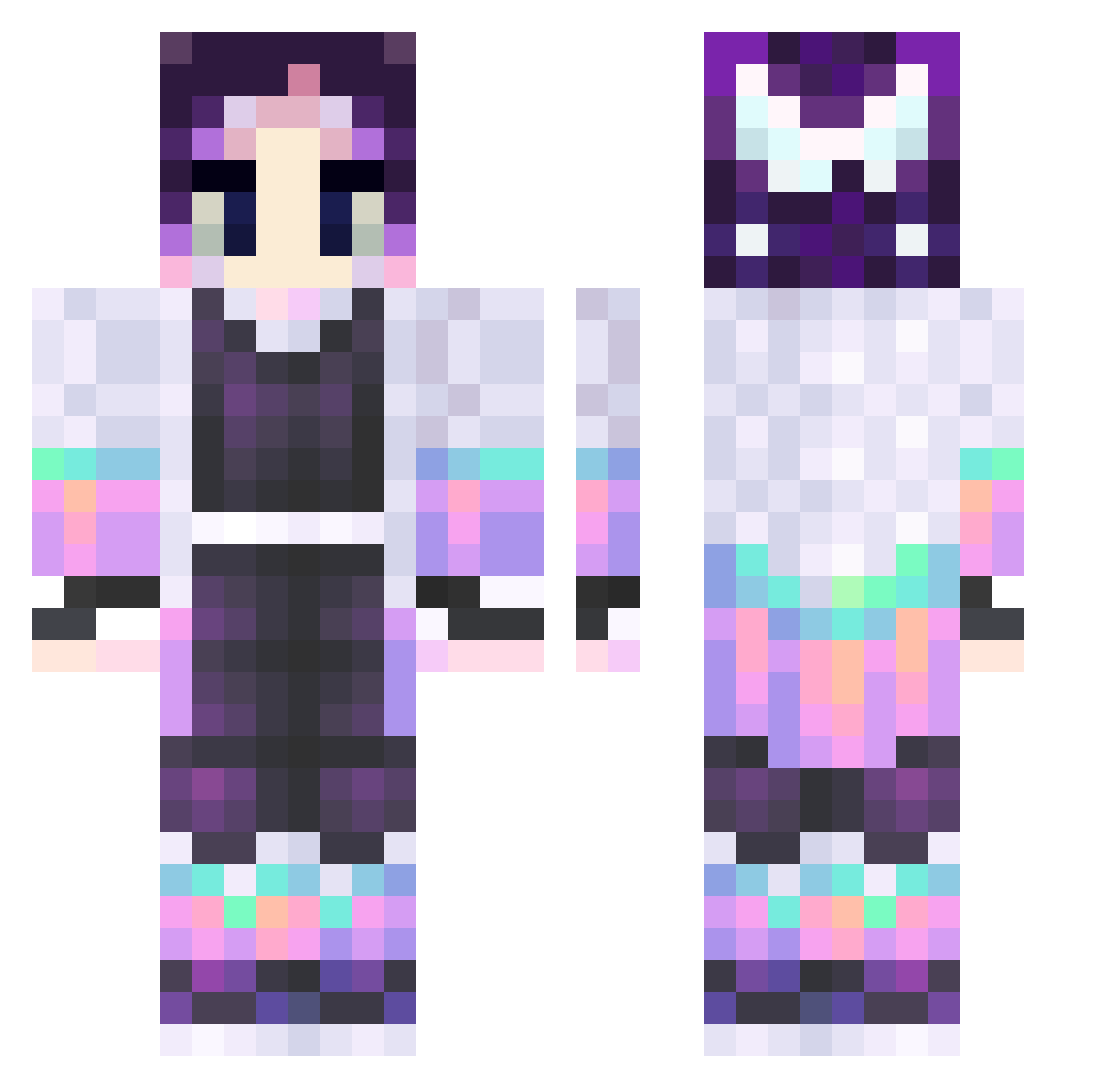 Hettzillla Minecraft skin, front and back view
