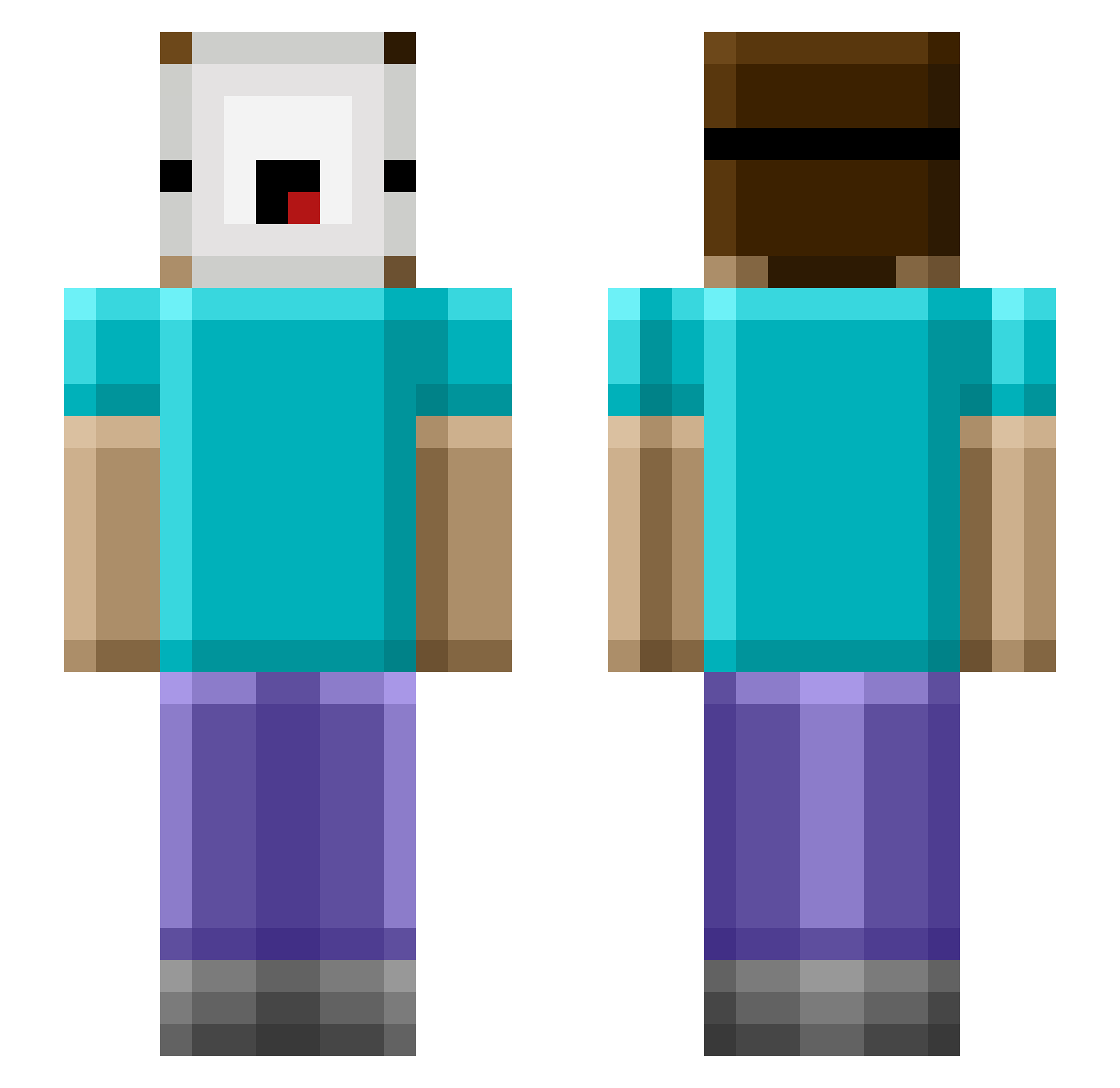 xW4v3 Minecraft skin, front and back view