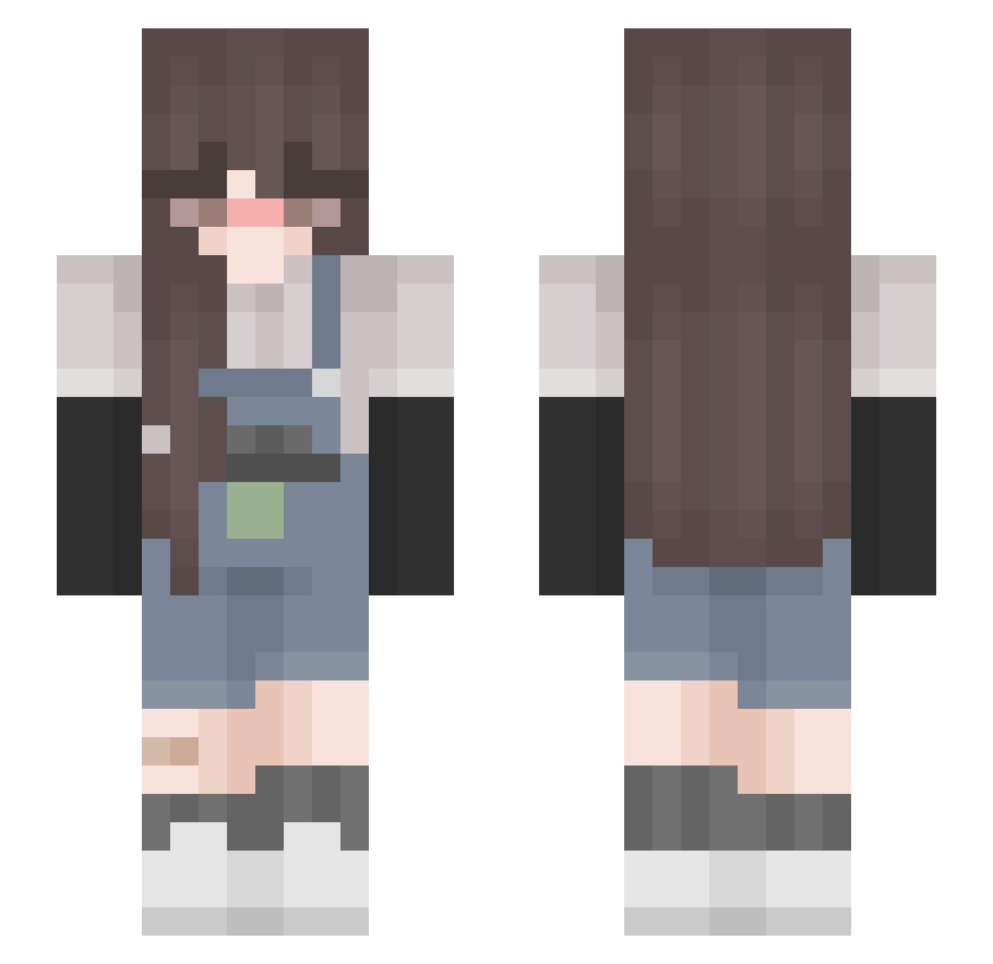 senaben Minecraft skin, front and back view