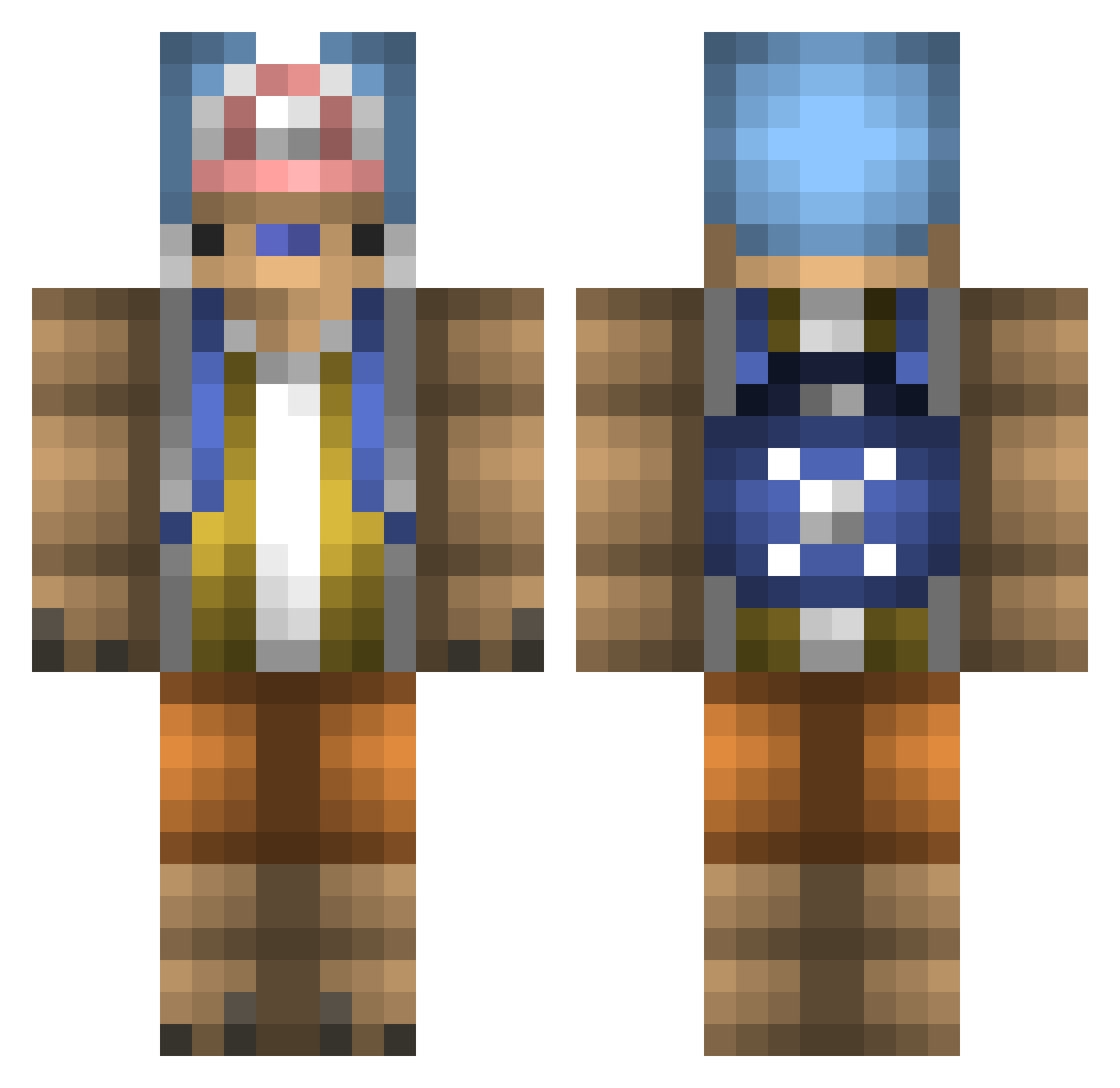 MutedReturns Minecraft skin, front and back view