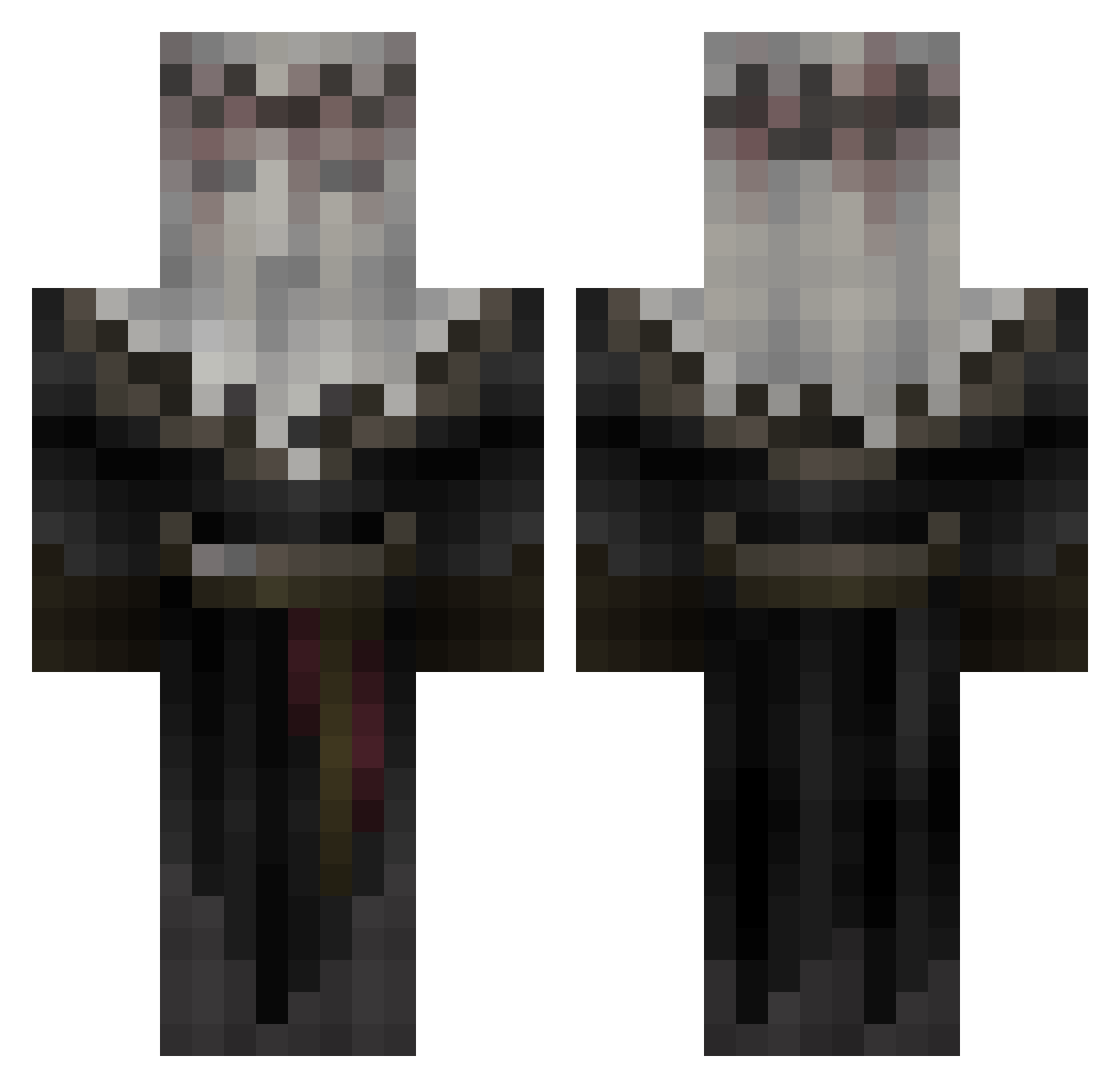 Maskyria Minecraft skin, front and back view