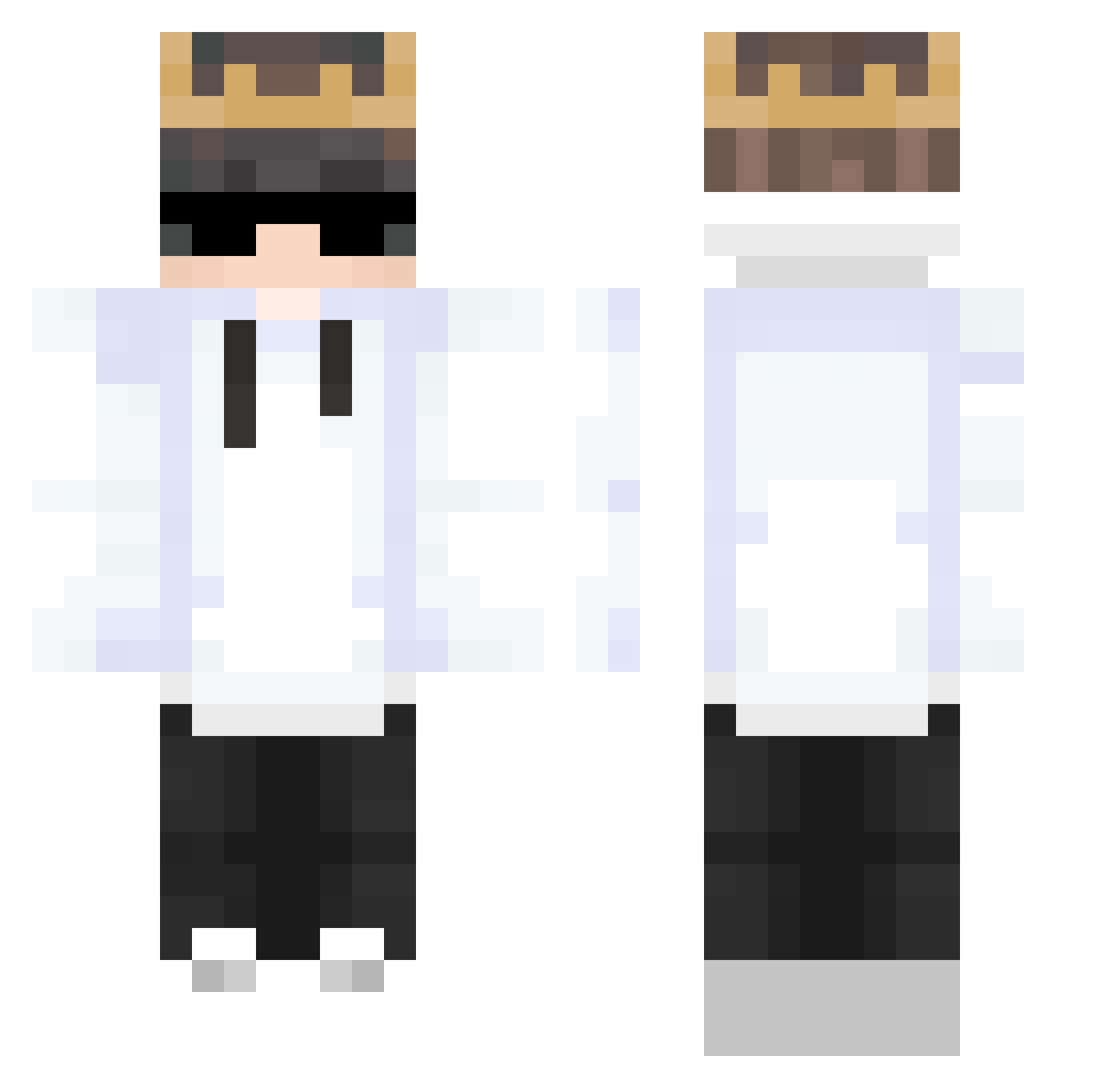 YoungMiksu Minecraft skin, front and back view