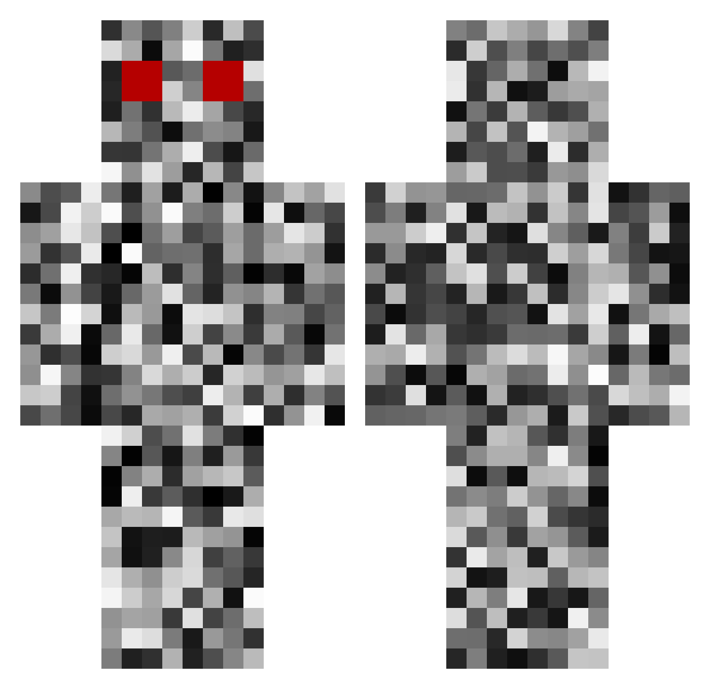 0AA Minecraft skin, front and back view
