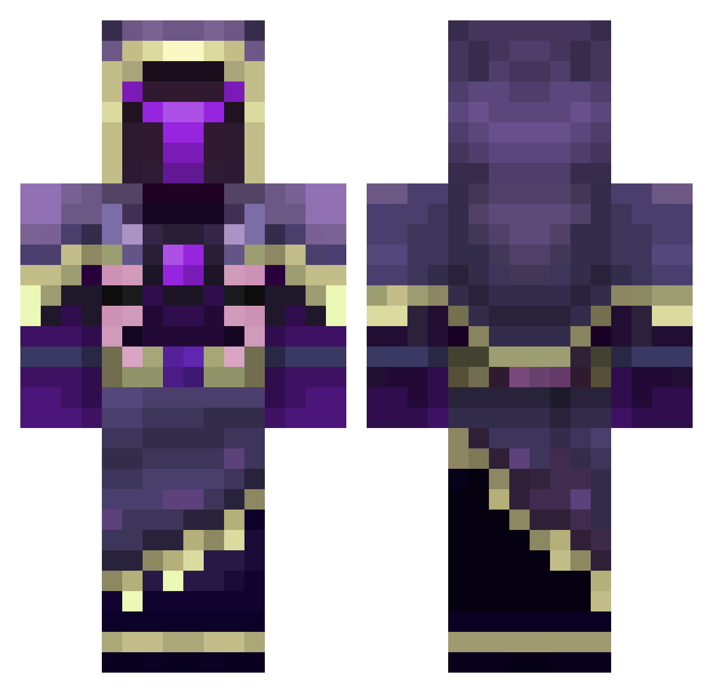 Steaks Minecraft skin, front and back view