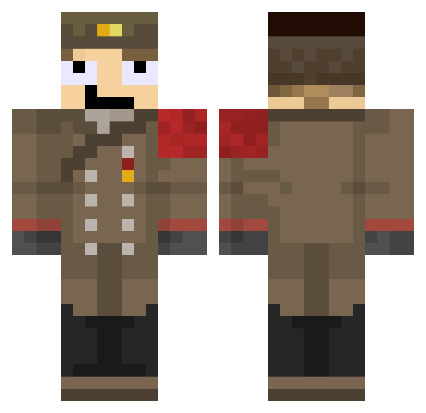 MiguleTopzao Minecraft skin, front and back view
