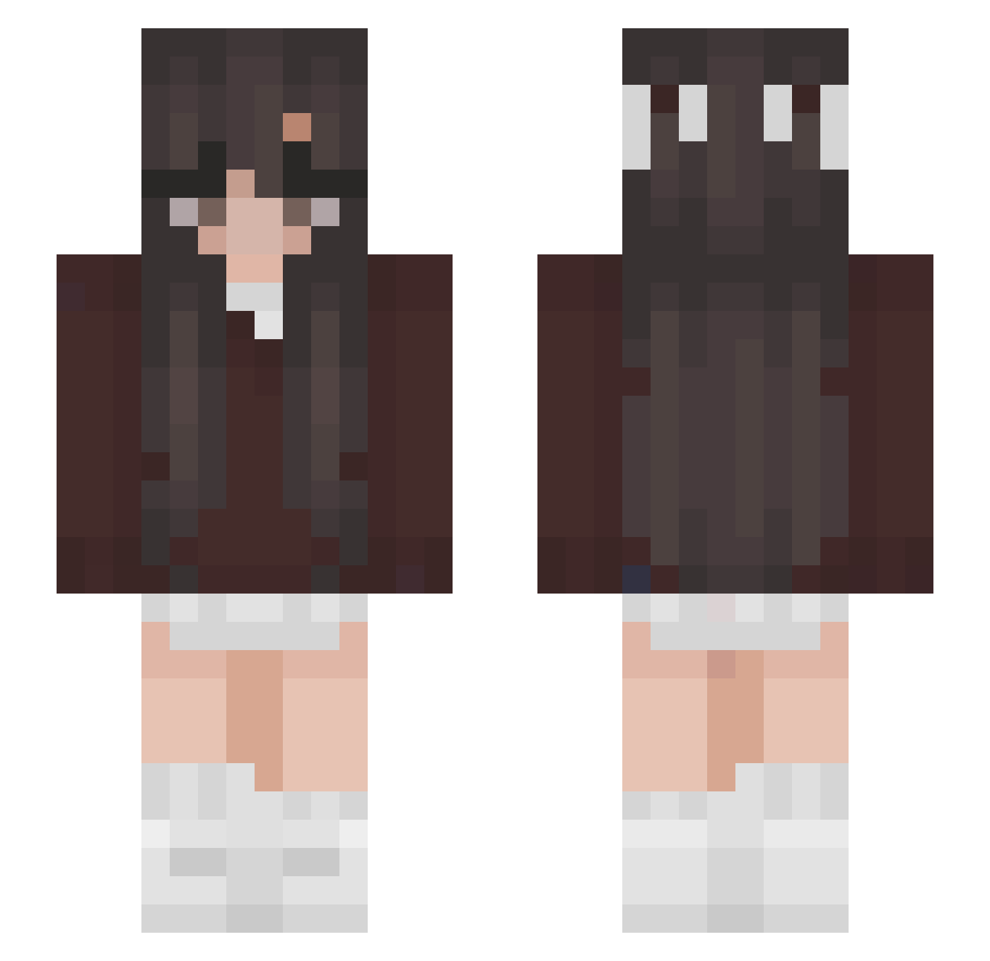 reluv Minecraft skin, front and back view