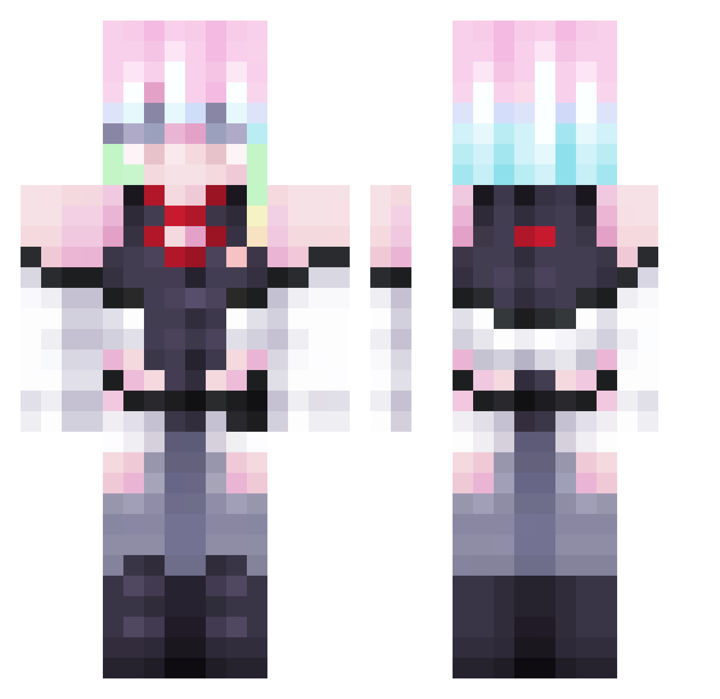 Raptus Minecraft skin, front and back view