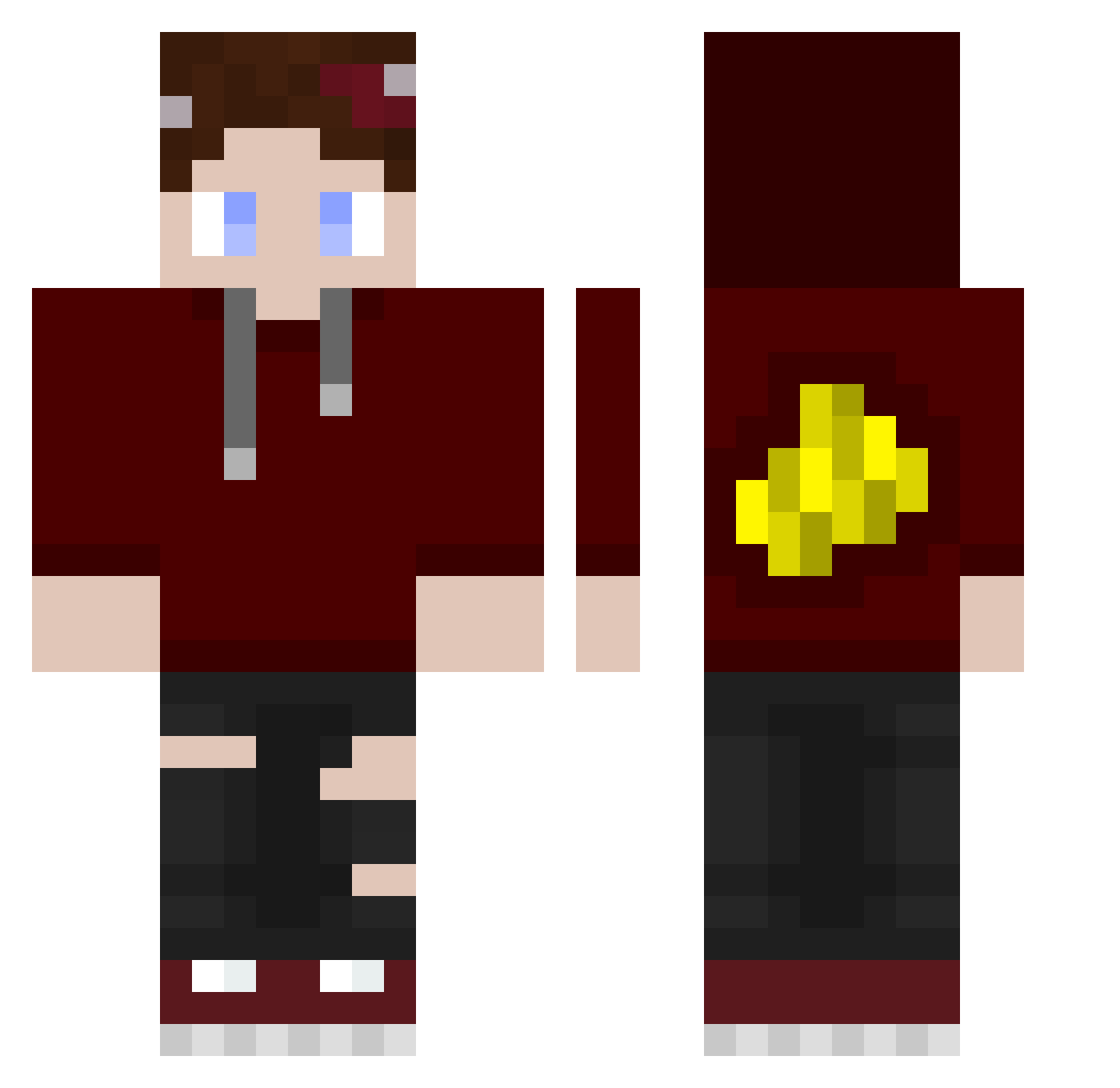 Zenoheight Minecraft skin, front and back view