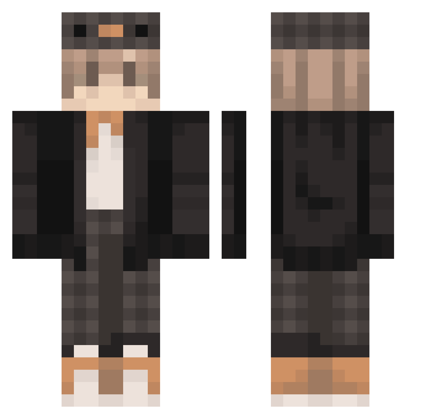 TheSunRaven Minecraft skin, front and back view