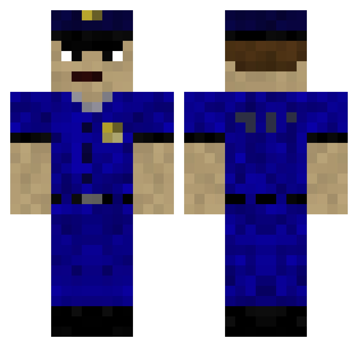 Pings Minecraft skin, front and back view