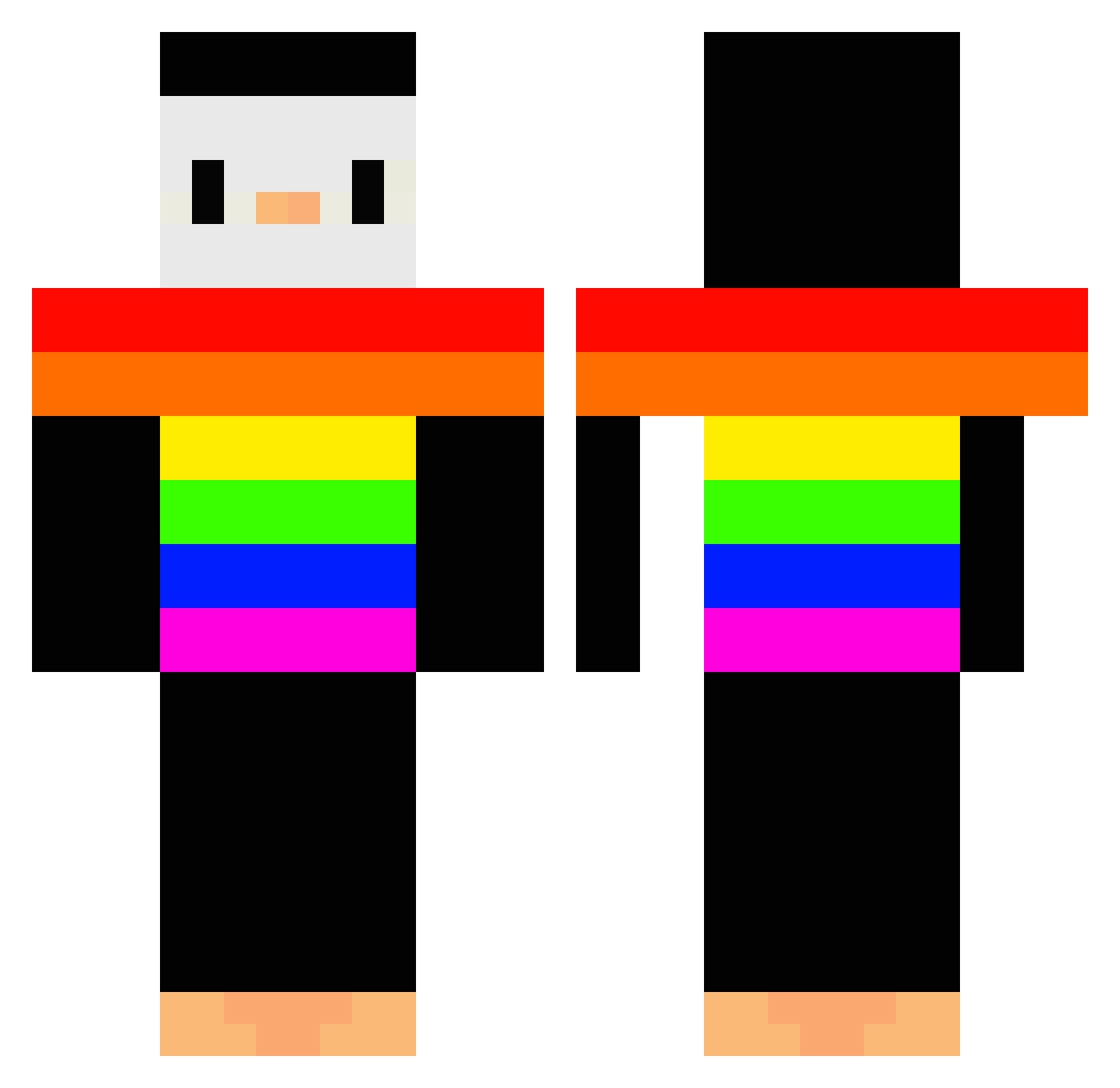 Portugga Minecraft skin, front and back view