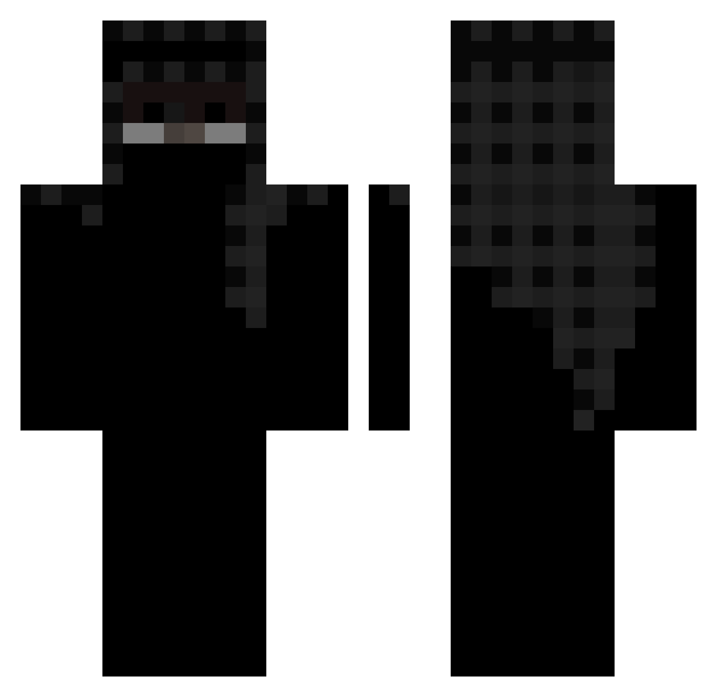 notEternity Minecraft skin, front and back view