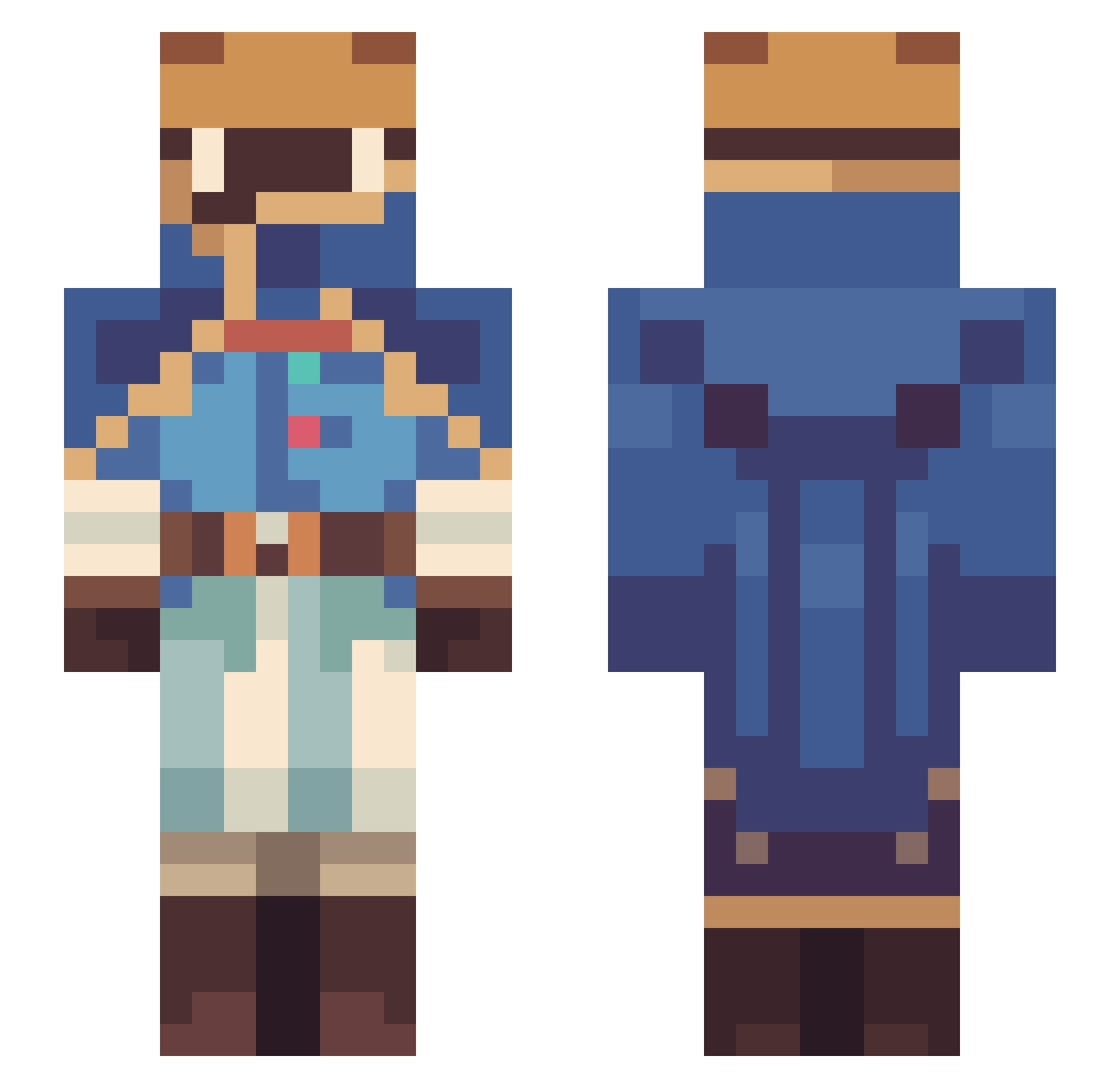 Sabbze Minecraft skin, front and back view