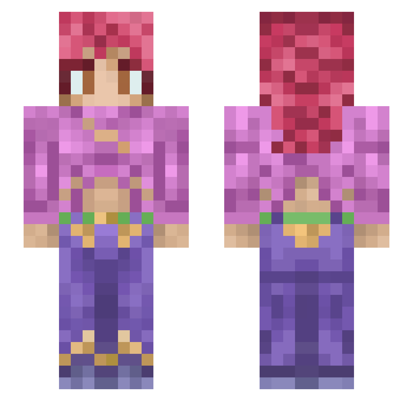 UPx2 Minecraft skin, front and back view