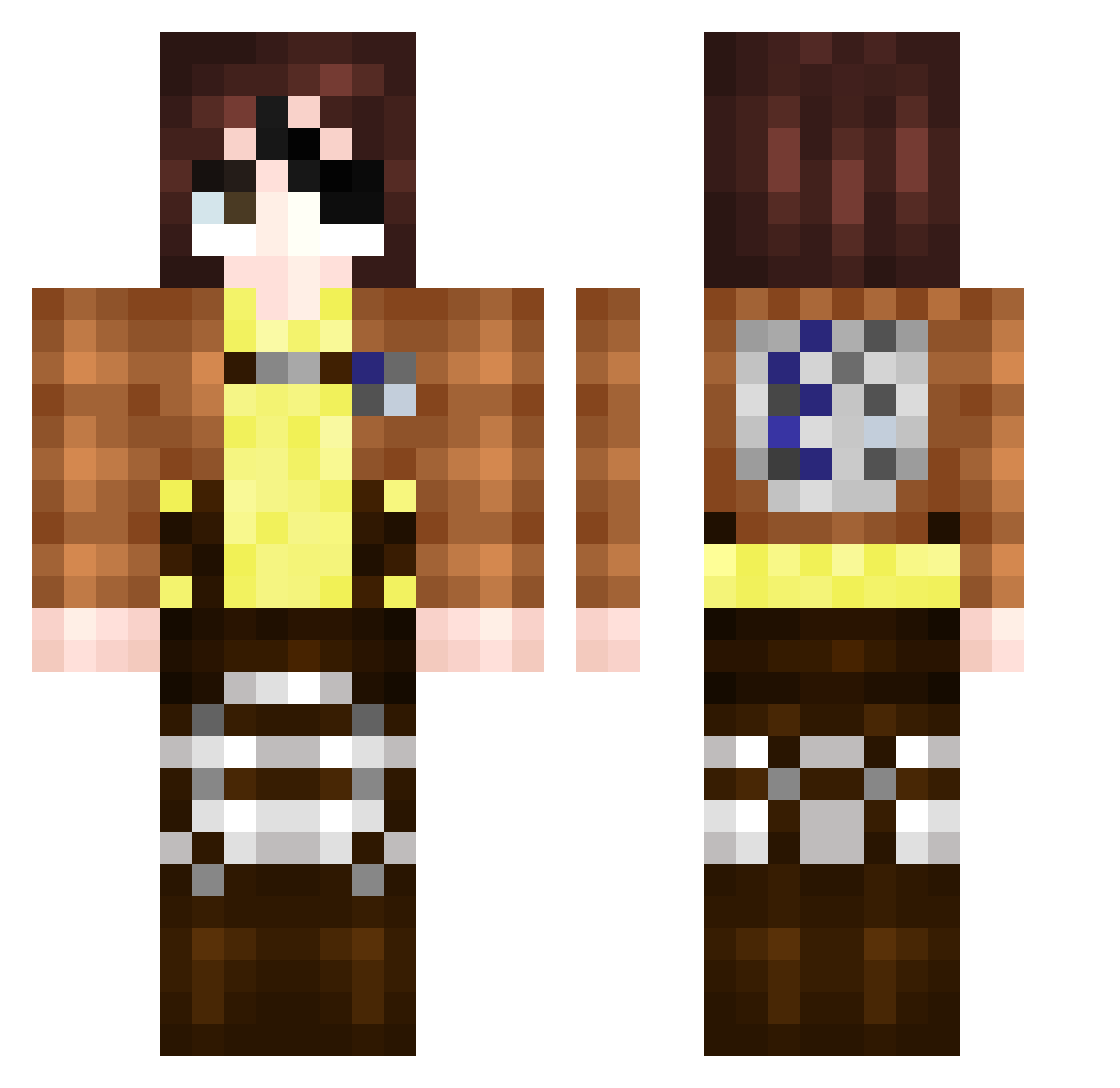 4aziza Minecraft skin, front and back view