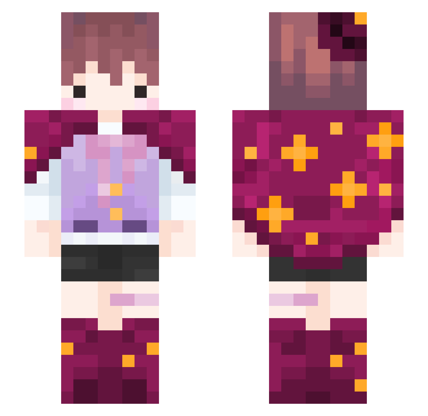 RommieHo Minecraft skin, front and back view