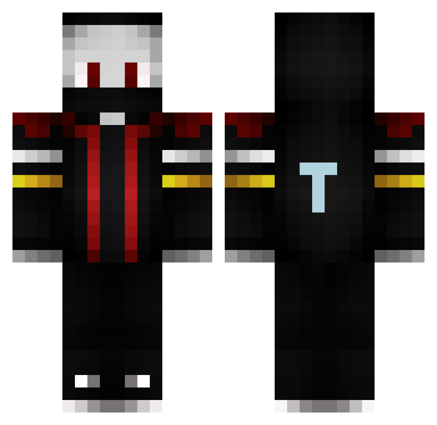 T5KYO Minecraft skin, front and back view