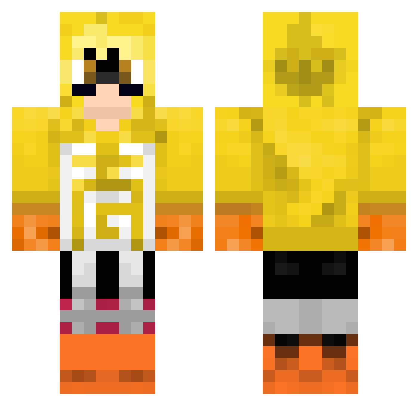 QuantumHypee Minecraft skin, front and back view