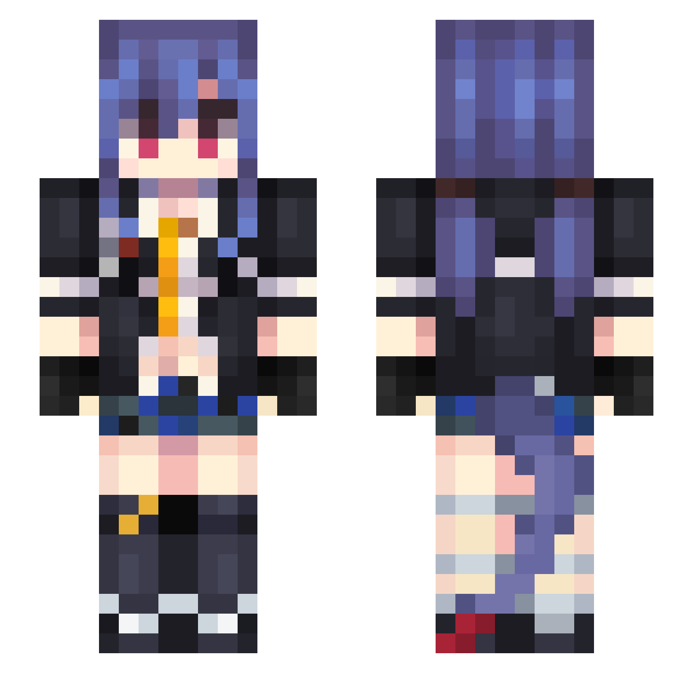 Wablu3 Minecraft skin, front and back view