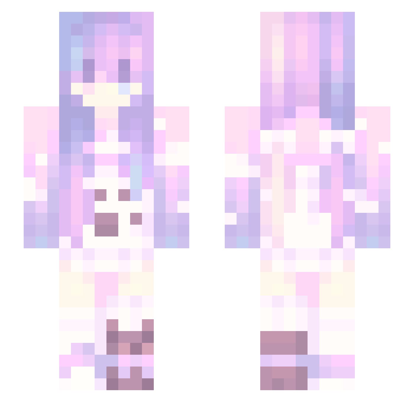 YuuxYe Minecraft skin, front and back view