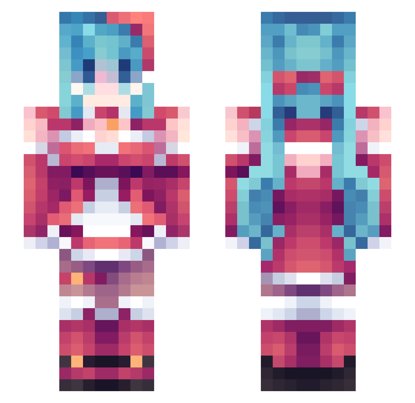 JordyMcChorders Minecraft skin, front and back view