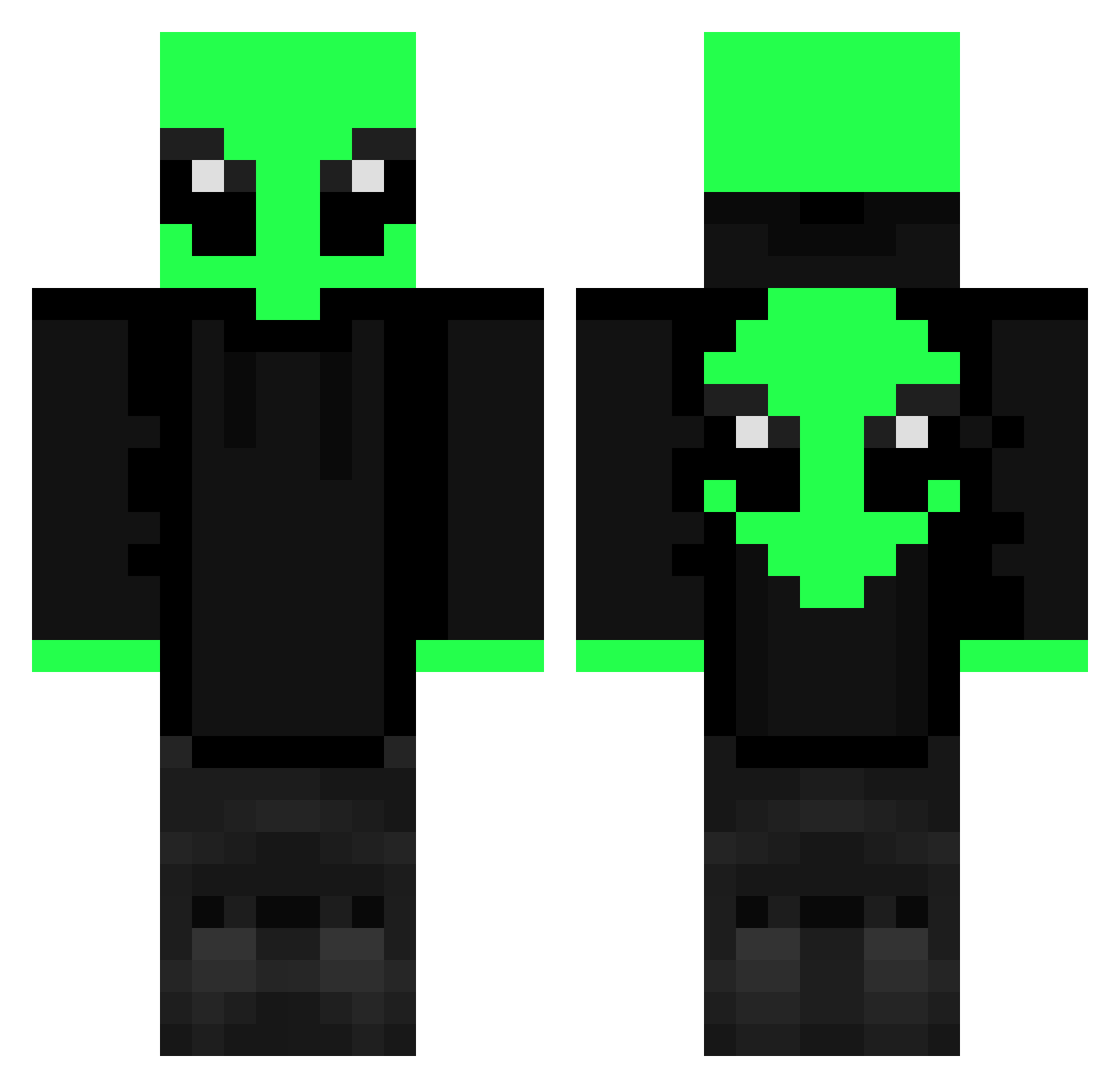 xAliens_xTrexter Minecraft skin, front and back view