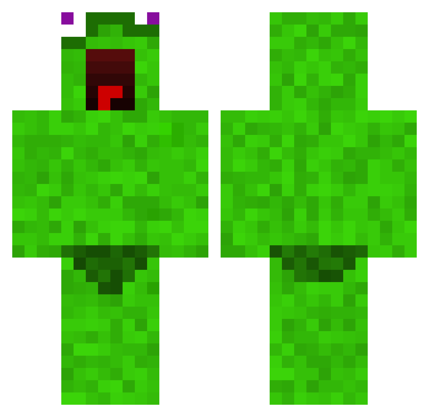 sbpop Minecraft skin, front and back view