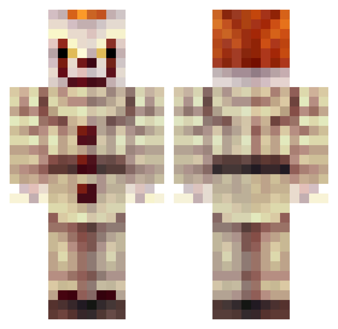 Kloibhofer_Wolfi Minecraft skin, front and back view