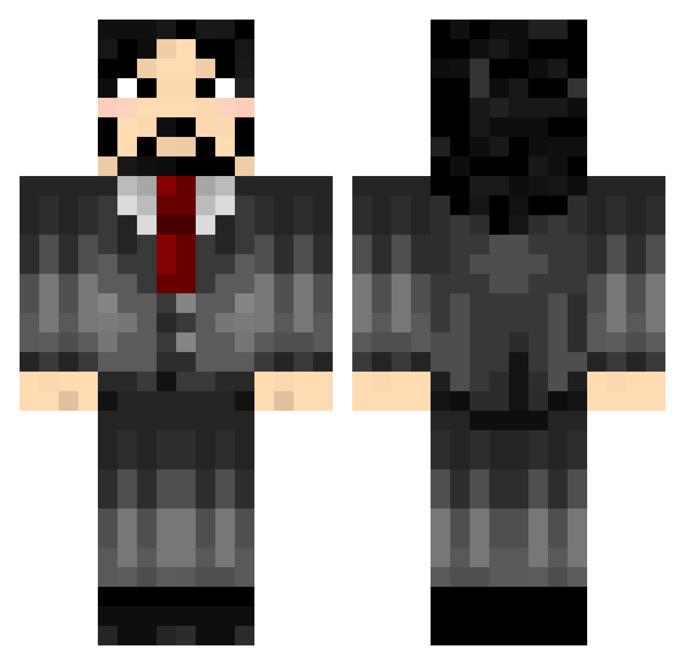 Wiseacre Minecraft skin, front and back view