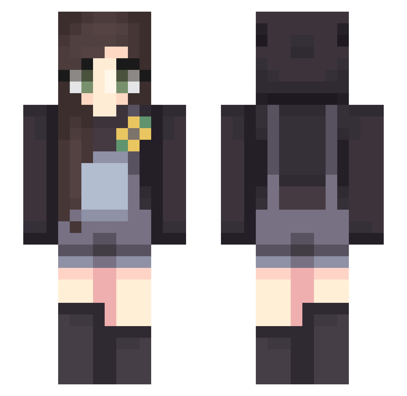 Prhy Minecraft skin, front and back view