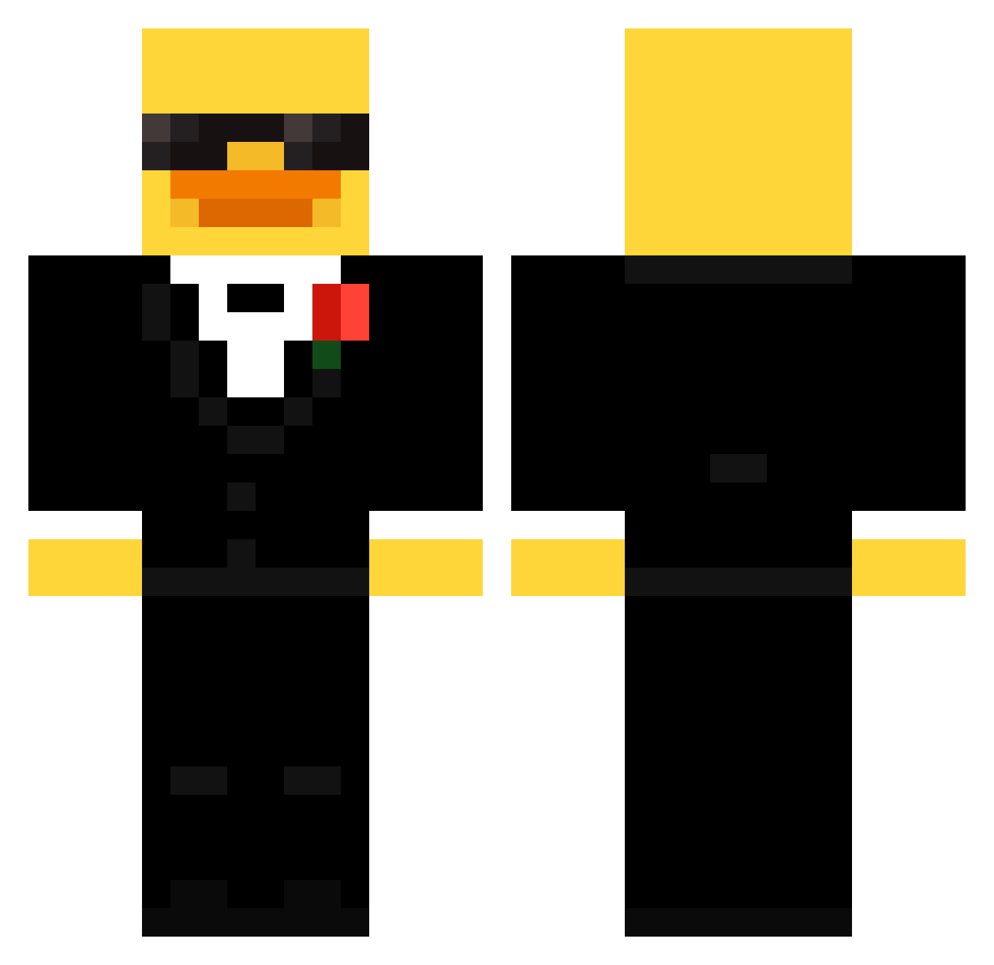 SpookyYash Minecraft skin, front and back view