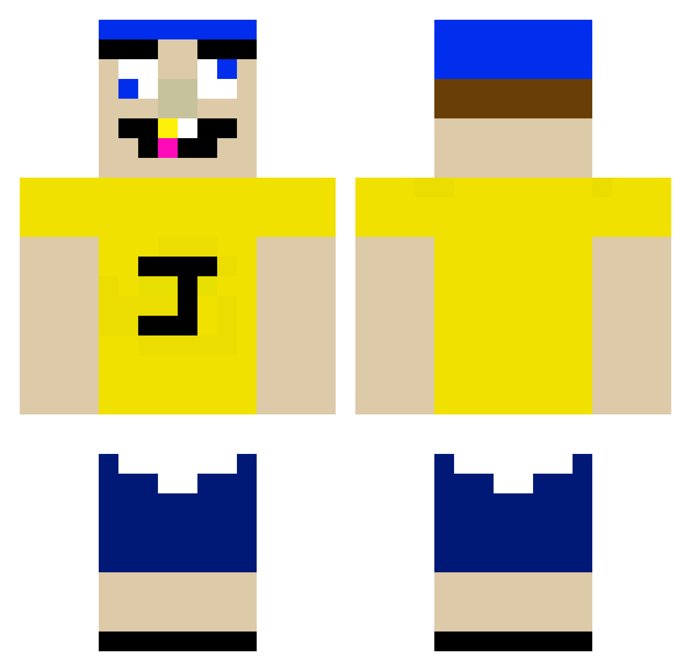 ClouJJ Minecraft skin, front and back view