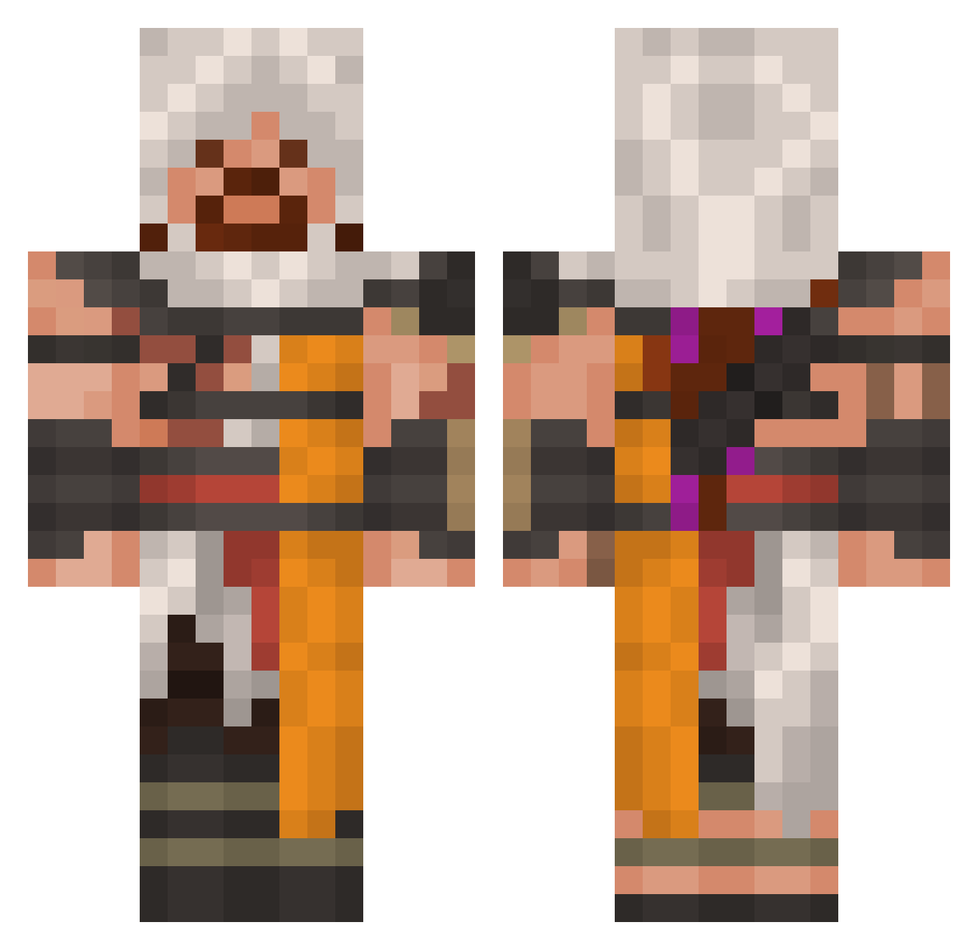 ToxicHadean Minecraft skin, front and back view