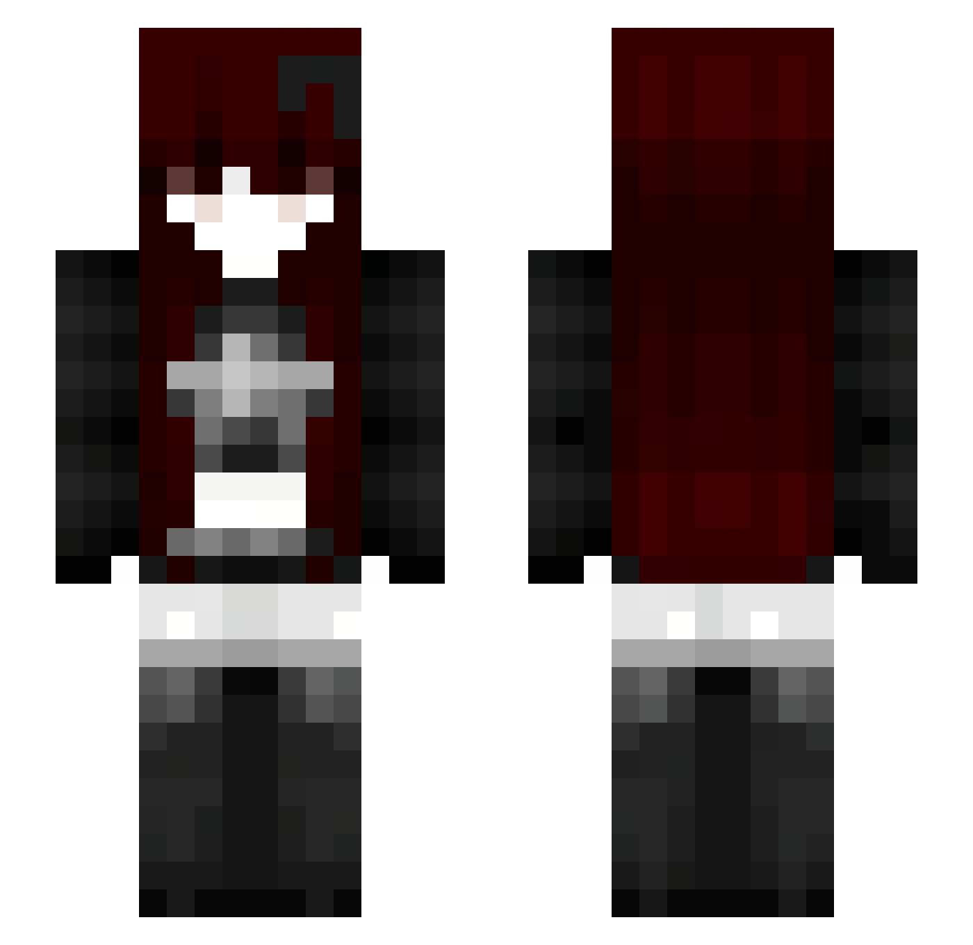 Zaykuma Minecraft skin, front and back view