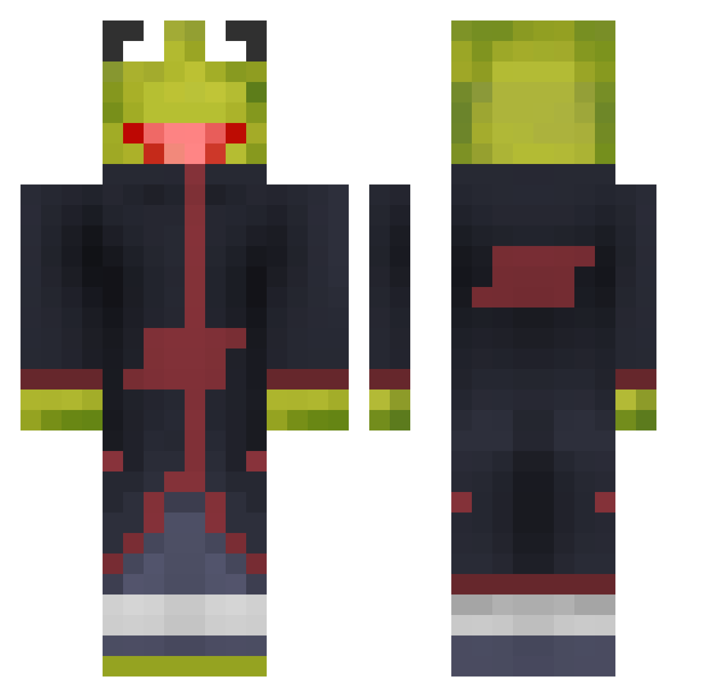 Tokka1 Minecraft skin, front and back view