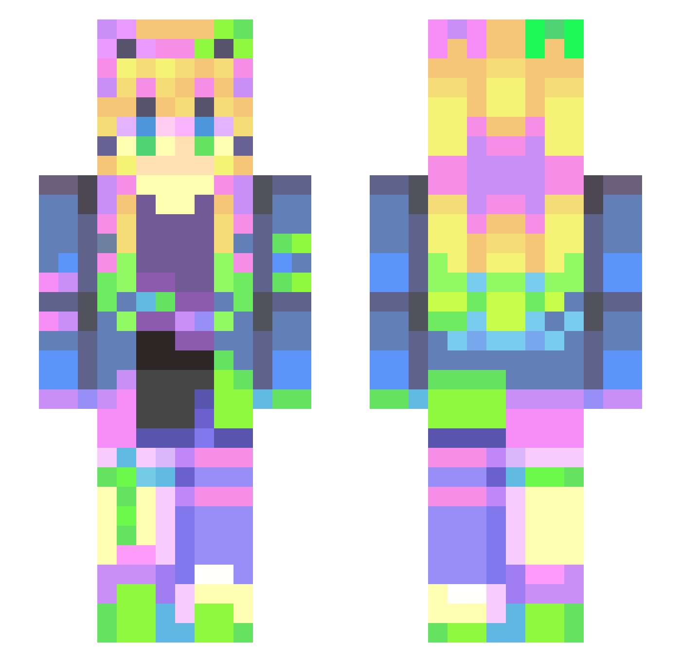 xMistySenpai Minecraft skin, front and back view